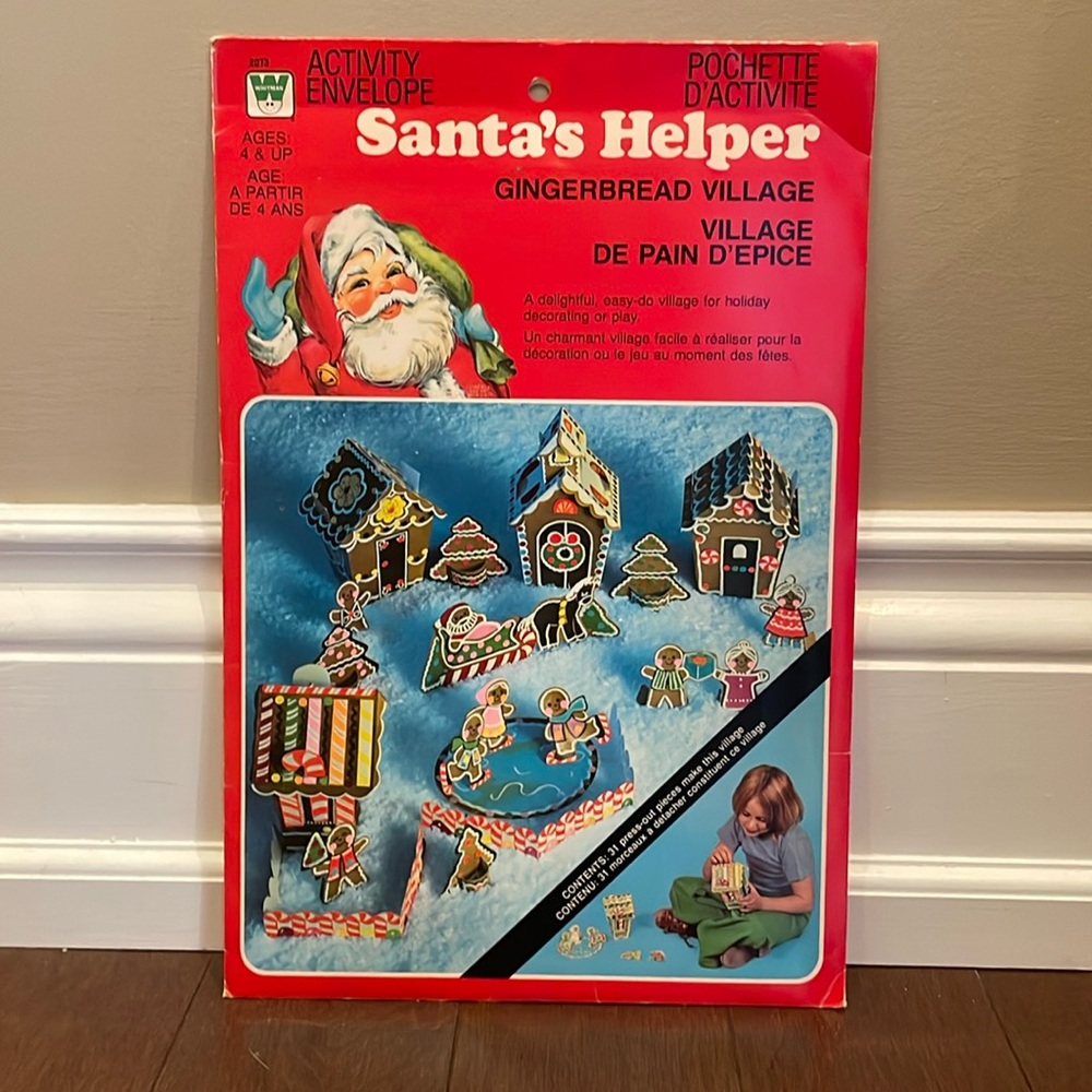 Vintage 1976 NEW Santa’s Helper Gingerbread Village